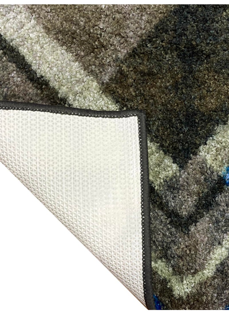 Bianca BIANCA Super Soft Designer Anti Slip Bath Mat -1pc Large (spa) | Bath Rug, Floor Mat, Suitable for Bathroom | with Super Water Absorbency & Quick Dry Technology Geometric-Grey/Blue  - Image 3