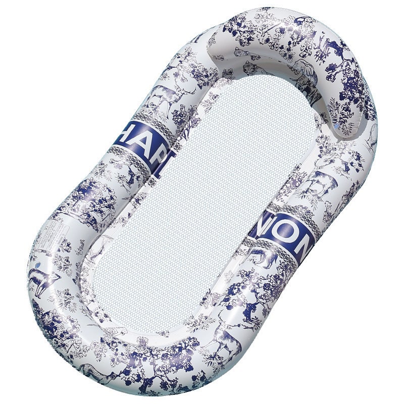 HC Wholesale Ink Blue and White Inflatable Floating Bed - Water Lounge Chair for Pool Parties - Image 1