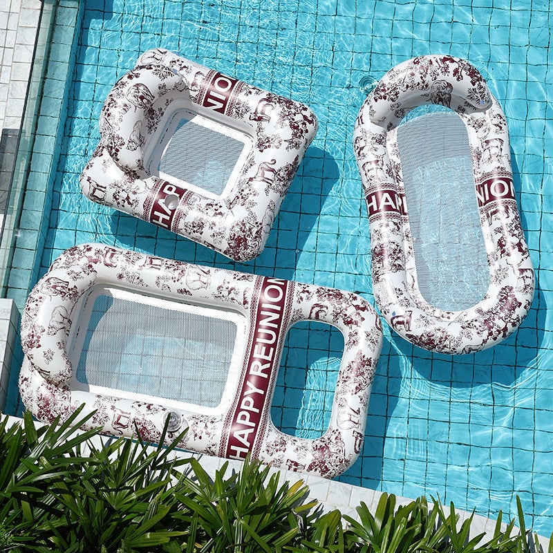 HC Wholesale Ink Blue and White Inflatable Floating Bed - Water Lounge Chair for Pool Parties - Image 3