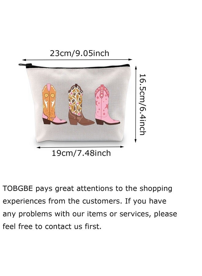 TOBGBE Western Gift Women Cowboy Boots Idea Zipper Pouch Bag Western Cowgirls Cosmetic Bag Western Bags For Women (Cowboy Boots) - Image 2