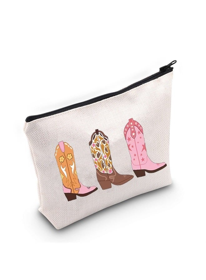 TOBGBE Western Gift Women Cowboy Boots Idea Zipper Pouch Bag Western Cowgirls Cosmetic Bag Western Bags For Women (Cowboy Boots) - Image 1