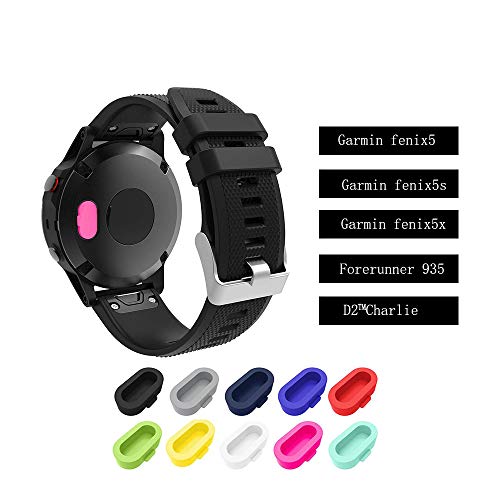 CKANDAY 20 Pcs Colorful Charger Port Protectors Compatible with Fenix 6X 6S 65 5S 5X Plus Garmin Vivoactive 4 4s 3 Music Forerunner 935 Approach S60 Quatix5 Vivosport, Replacement Anti Dust Plugs - Image 3