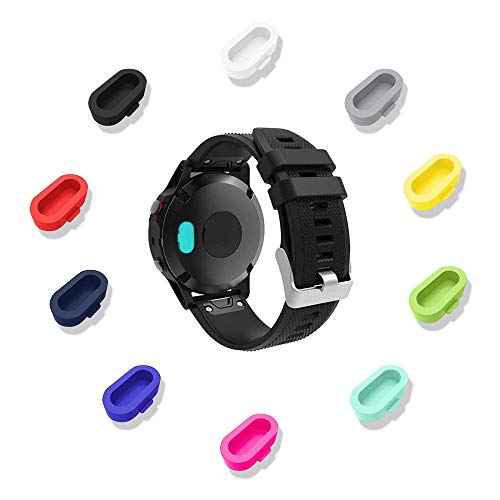 CKANDAY 20 Pcs Colorful Charger Port Protectors Compatible with Fenix 6X 6S 65 5S 5X Plus Garmin Vivoactive 4 4s 3 Music Forerunner 935 Approach S60 Quatix5 Vivosport, Replacement Anti Dust Plugs - Image 2