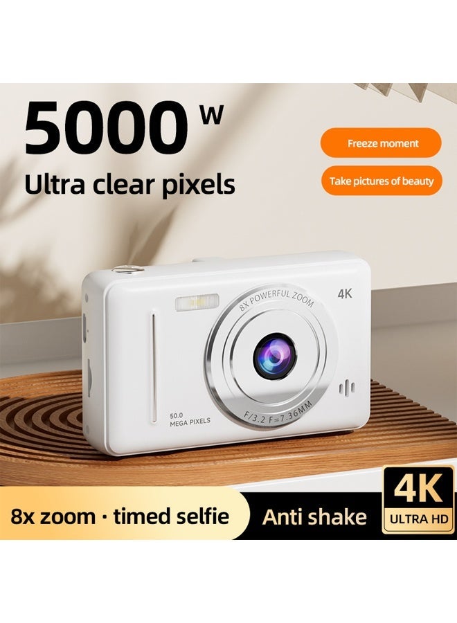 ماكرايستورم 4K الكاميرا الرقمية - 50MP CCD، نقطة الكاميرا للأطفال والتصوير مع زوم 8X، ويشمل بطاقة SD 32GB - مثالية للأطفال والمبتدئين - Image 1