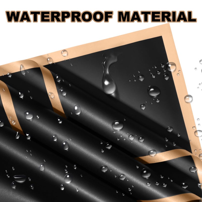 DEWJDFSC 20 Sheets Flower Wrapping Paper,Waterproof Floral Korean Bouquet Wrapping Paper, Florist Supplies, Suitable for Flowers Gift Packaging (Black-3) - Image 2