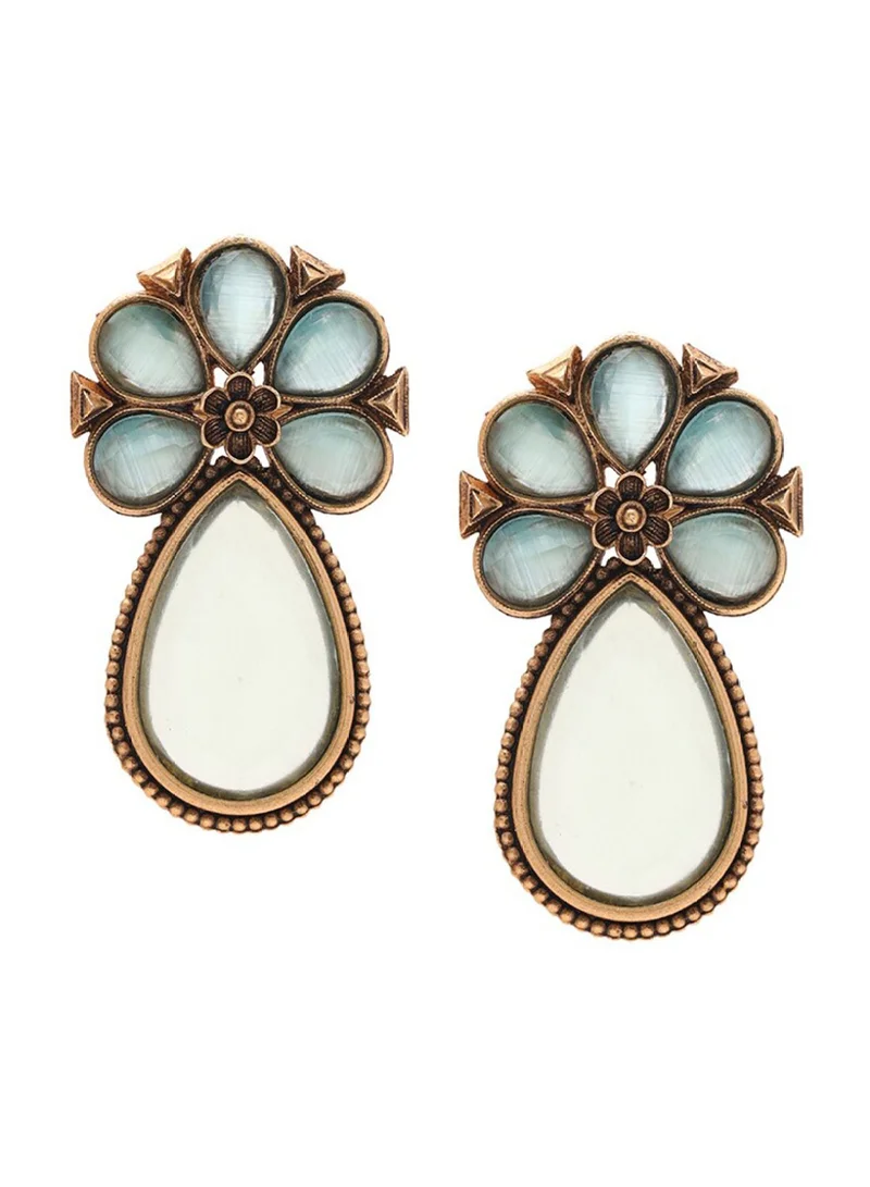 Priyaasi Artificial Stones Studded Contemporary Drop Earrings