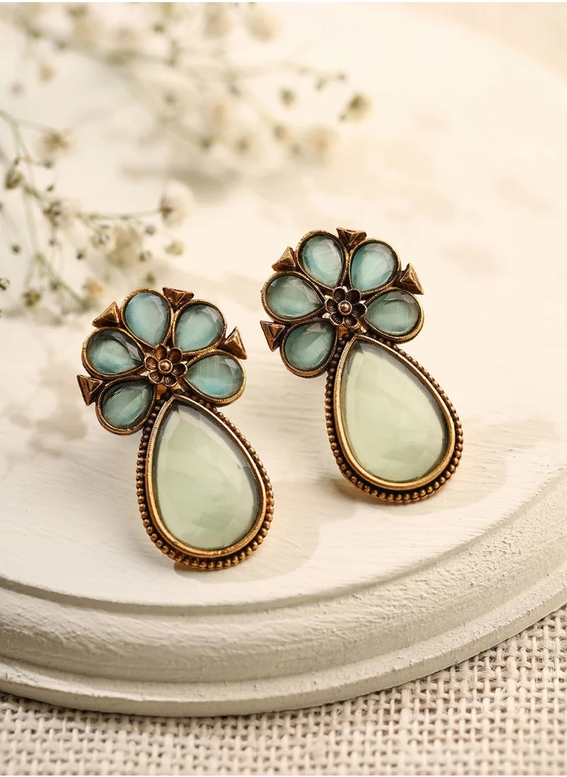 برياسي Artificial Stones Studded Contemporary Drop Earrings