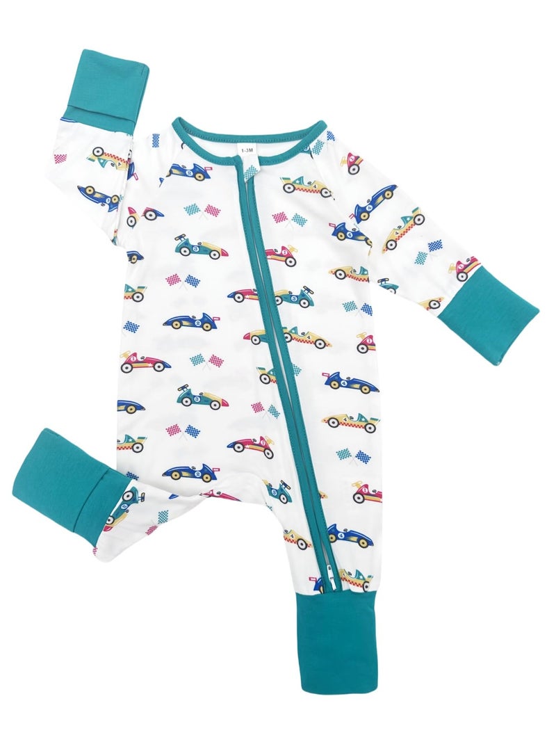 Bow Dream Baby Boy Romper Jumpsuit Bamboo Rayon Baby girl Clothes Baby Romper Clothing Newborn-24 Months Deep Green Car Rugby 1-3 Months - Image 2