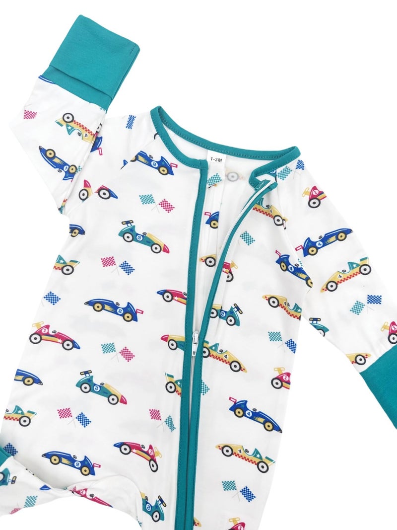 Bow Dream Baby Boy Romper Jumpsuit Bamboo Rayon Baby girl Clothes Baby Romper Clothing Newborn-24 Months Deep Green Car Rugby 1-3 Months - Image 3