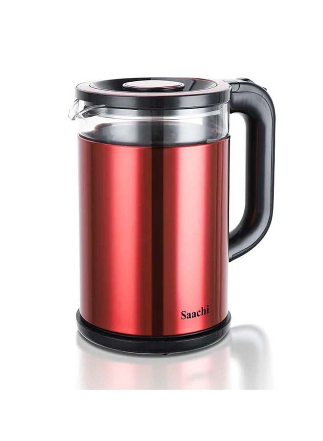 Premium Cordless Electric Kettle with Borosilicate Glass Body – Rapid Boil, Auto Shut-Off, 360° Base, and Advanced Safety Features 1.8 L 1800 W NL-KT-7773-RD RED