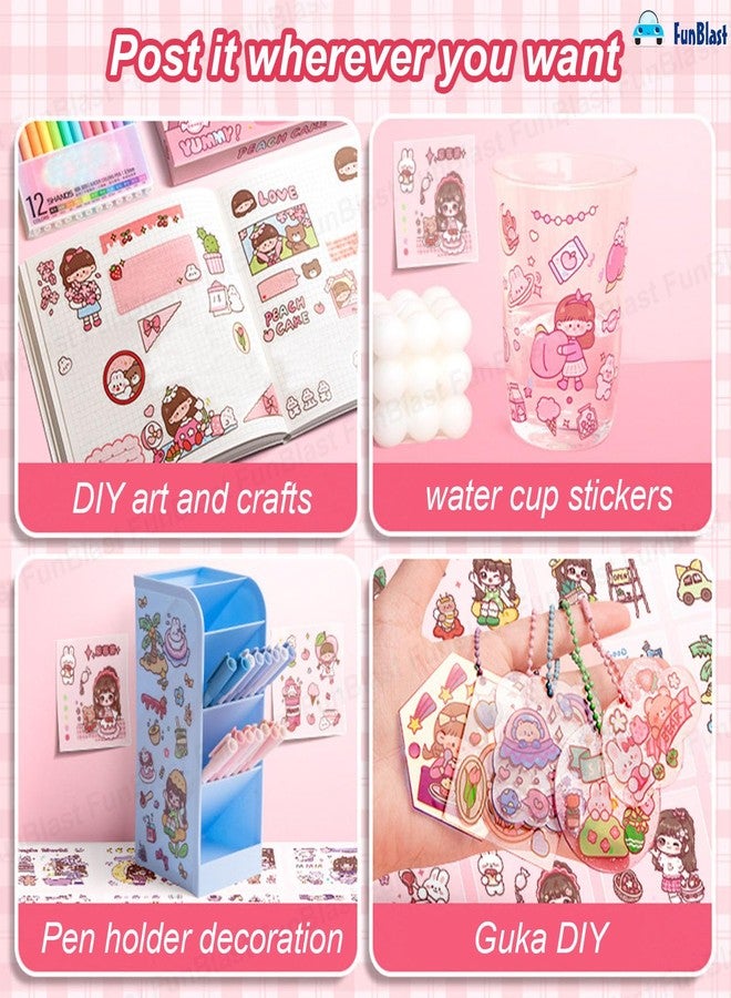 FunBlast Sweet Party Theme Kawaii Self Adhesive Floor Stickers -100 Sheets PVC Cute Washi Sticker for Project, Japanese Style Girls Sticker Set, Scrapbooking, DIY Arts Crafts - 18 x 18 x 2 CM - Image 3