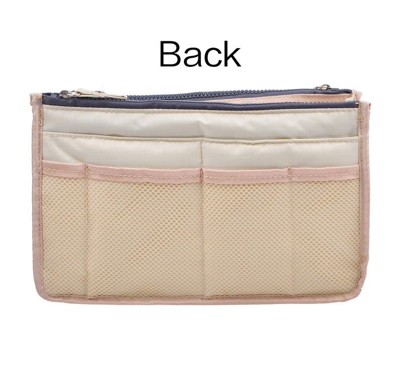 Vercord Updated Purse Handbag Organizer Insert Liner Bag in Bag 13 Pockets Milky Beige Small - Image 5