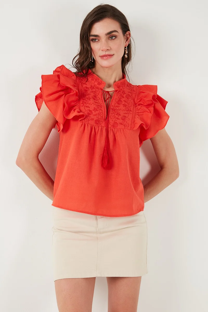 ليلا Cotton Regular Fit Embroidered Blouse Women's Blouse 611BZ0253