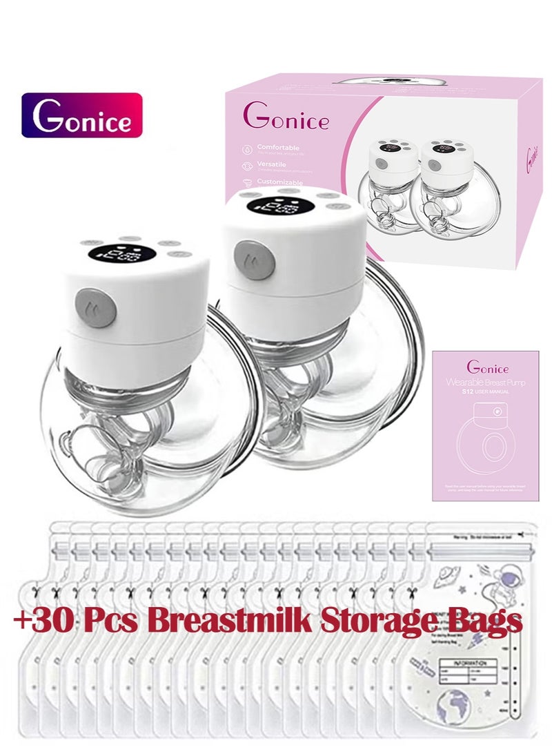 جونيس 2 مضخة حليب كهربائية قابلة للارتداء بدون استخدام اليد مع 30 كيس لتخزين الحليب - Image 1