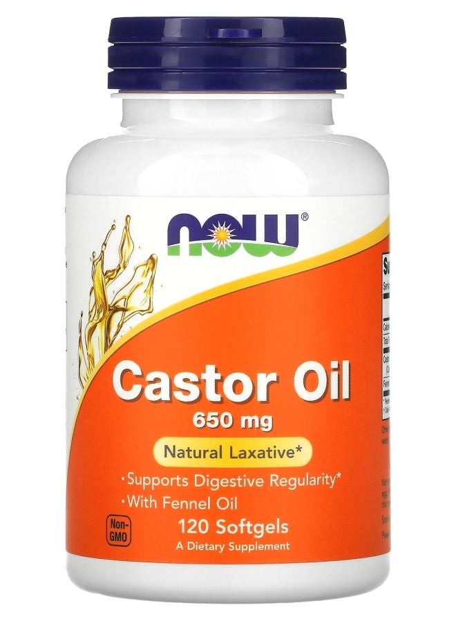 now Castor Oil 650 mg 120 Softgels
