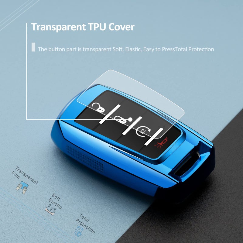 ZSPDACC ZSPDACC Compatible Ram Key Fob Cover Blue Car Key Chain Case Holder Protector 1500 Classic 2500 3500 Laramie ProMaster City Dodge Accessories - Image 2