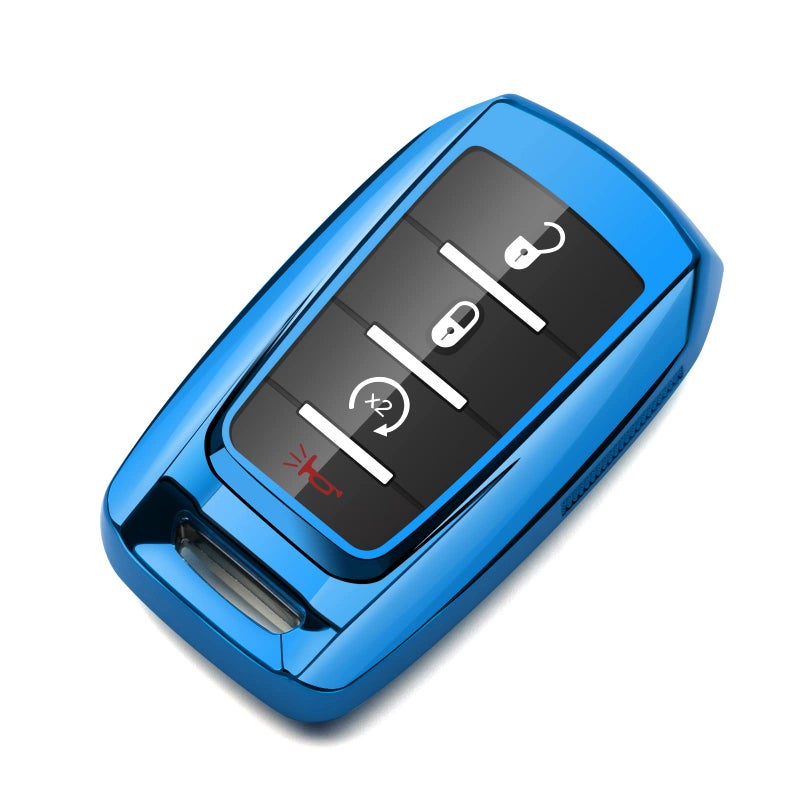 ZSPDACC ZSPDACC Compatible Ram Key Fob Cover Blue Car Key Chain Case Holder Protector 1500 Classic 2500 3500 Laramie ProMaster City Dodge Accessories - Image 1