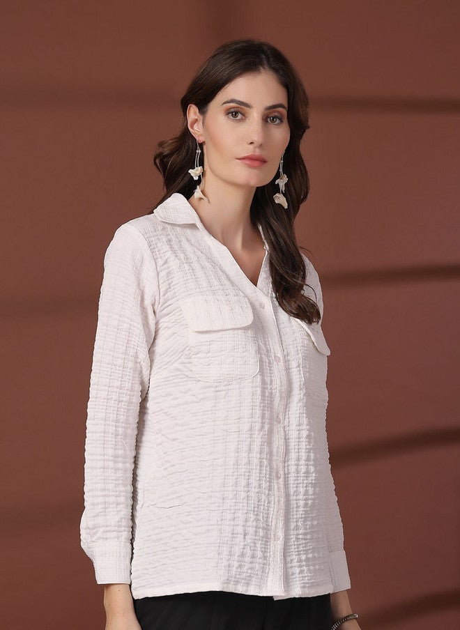 PlusS White Casual Shirt for Women - Image 3