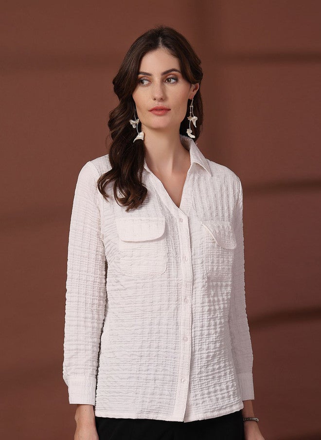 PlusS White Casual Shirt for Women - Image 1