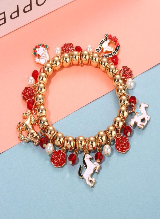 فالين أساور ساحرة لسباق كنتاكي ديربي للنساء، إكسسوارات ملابس الديربي، أساور لطيفة على شكل حصان وزهرة ورد، أساور ذهبية مطرزة على شكل حدوة حصان، أساور ساحرة لبدلة الفارس، هدايا تذكارية لحفلات سباق الخيل (ديربي 1) - Image 3