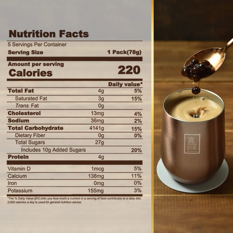 OKTEA Bubble Pearl Milk Tea Kit - Assam & Ceylon Tea Blend, New Zealand Milk, Preservative-Free Tapioca, Serve Hot or Iced - Single Box of 5 Servings - Image 5