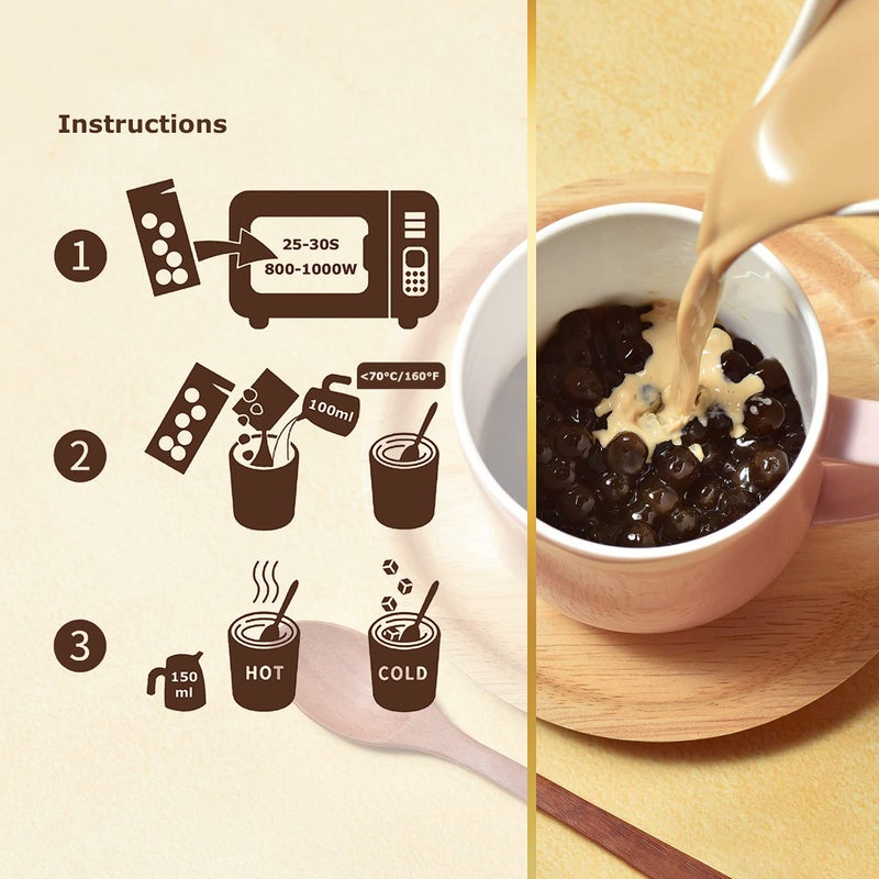 OKTEA Bubble Pearl Milk Tea Kit - Assam & Ceylon Tea Blend, New Zealand Milk, Preservative-Free Tapioca, Serve Hot or Iced - Single Box of 5 Servings - Image 4