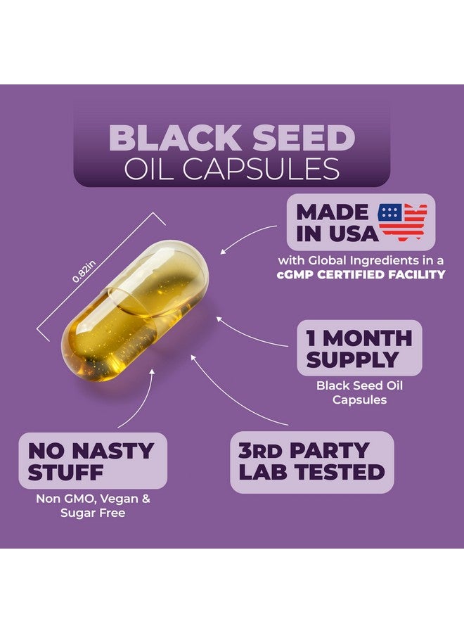 Vimerson Health كبسولات زيت الحبة السوداء | زيت حبة البركة المعصور على البارد. يوفر فيتامين E وأوميغا 3 6 9. قوة عالية (1500 ملغ) لدعم المناعة، مضادات الأكسدة، الهضم، الشعر، البشرة والأظافر. نباتي. غير معدل وراثيًا. 90 كبسولة. - Image 4