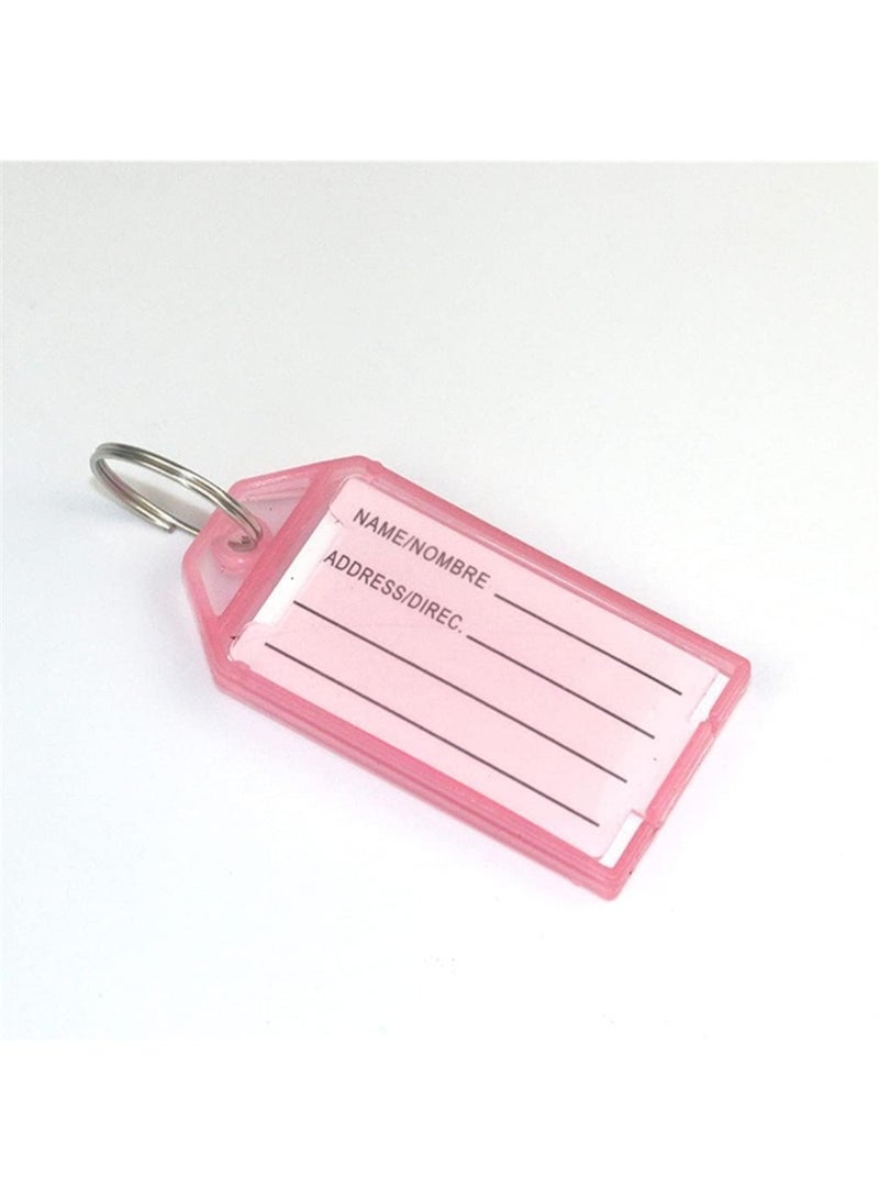 بطاقة تعريف مفاتيح بلاستيكية قابلة لإعادة الاستخدام، مزودة بحلقة معدنية ونافذة لكتابة البيانات – حجم متوسط - ألوان زاهية وتصميم عملي، مثالية للاطفال للمدارس - مجموعة من 4 قطع - Image 2