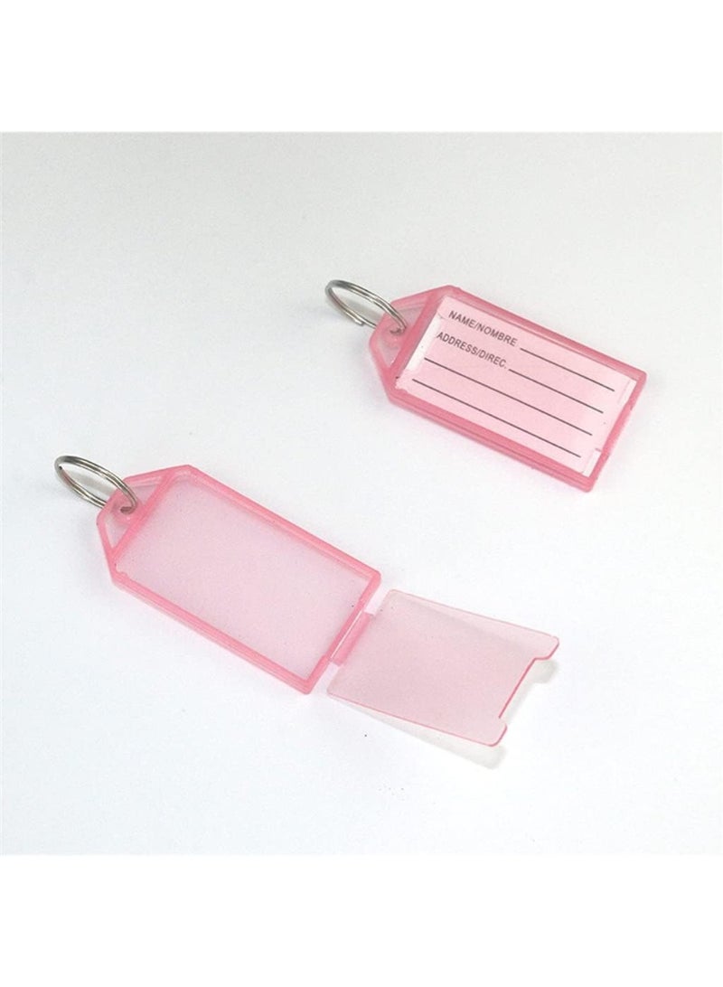 بطاقة تعريف مفاتيح بلاستيكية قابلة لإعادة الاستخدام، مزودة بحلقة معدنية ونافذة لكتابة البيانات – حجم متوسط - ألوان زاهية وتصميم عملي، مثالية للاطفال للمدارس - مجموعة من 4 قطع - Image 3