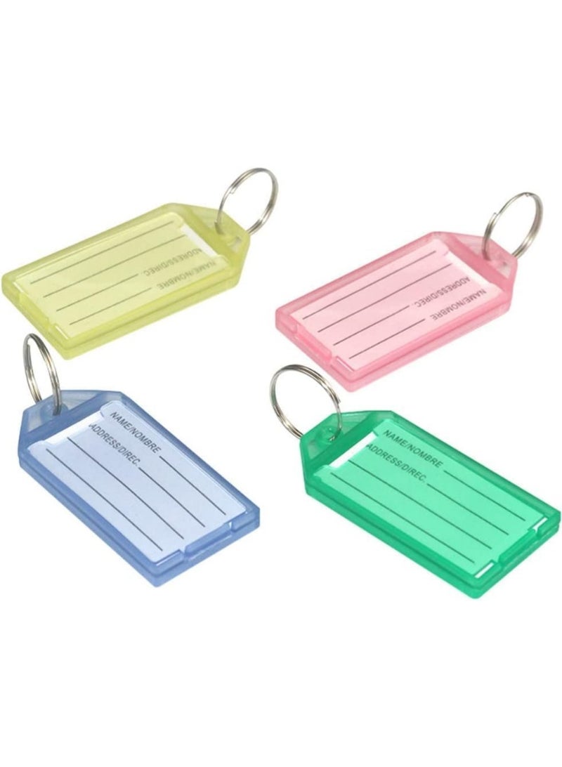 بطاقة تعريف مفاتيح بلاستيكية قابلة لإعادة الاستخدام، مزودة بحلقة معدنية ونافذة لكتابة البيانات – حجم متوسط - ألوان زاهية وتصميم عملي، مثالية للاطفال للمدارس - مجموعة من 4 قطع - Image 1
