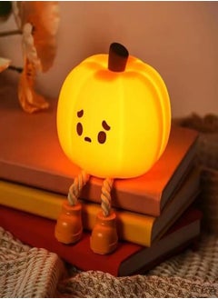 ELEPHANTBOAT ELEPHANTBOAT Pumpkin Night Lamp for Kids, Cute LED Light, Silicone Dimmable Night Light for Kids, Silicone USB Rechargeable Bedside Touch Lamp, Funny Light and Halloween for Woman and Kids, Orange 