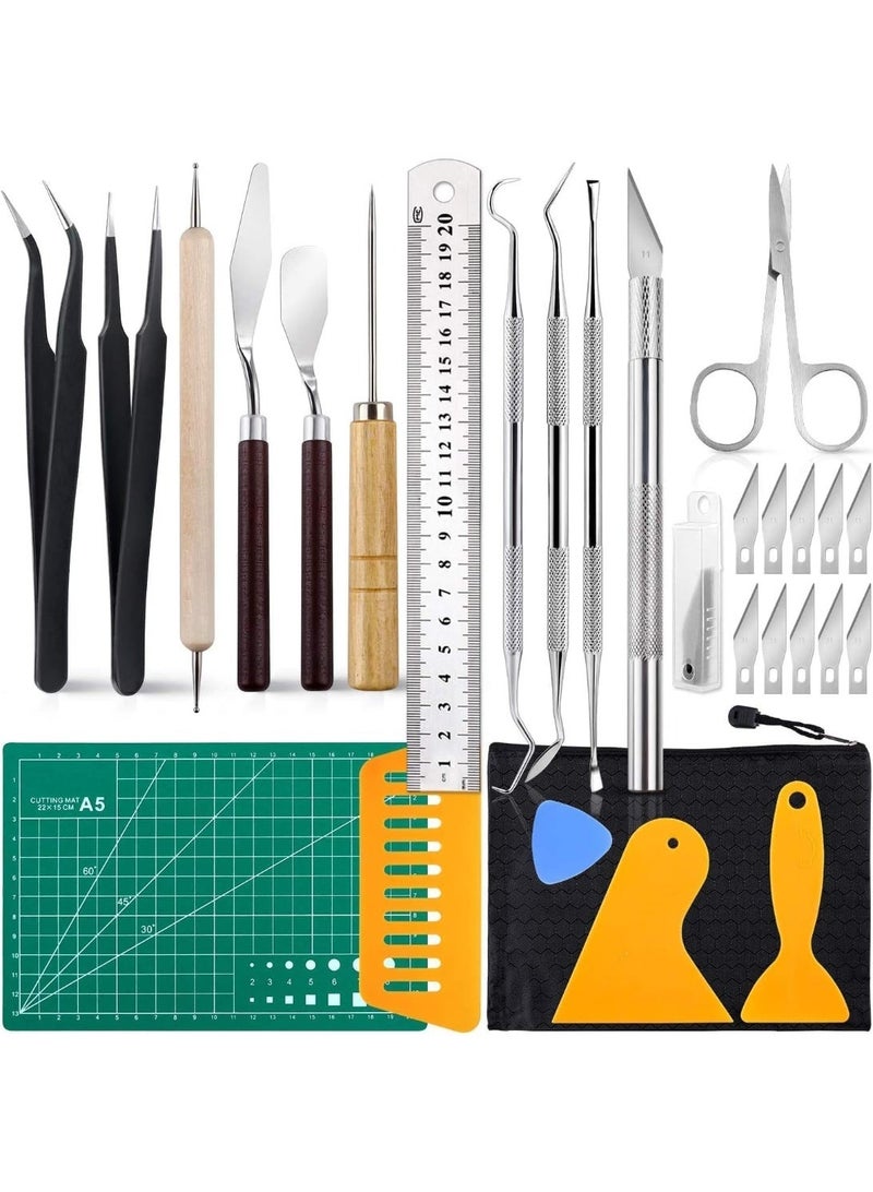 28 جهاز كمبيوتر شخصي مجموعة أدوات الحرف الدقيقة ، شفرات النقش الدقيقة ، سكين الحرف ، مجموعة أدوات إزالة الأعشاب العشبية ، مجموعة أدوات إزالة الأعشاب العشبية الفينيل ، للفينيل إزالة الأعشاب العشبية ، الصور السماوية ، الكاميو ، قطع العمل الفني DIY ، الهواية ، الكتاب المقطع - Image 1