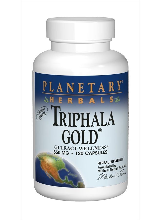 Triphala Gold 550mg Cleanser & Tonifier Extra Strength Ayurvedic - 120 Veggi Caps