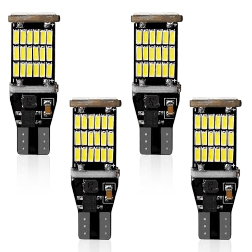 Tuxihapp 4PCS T15 LED Reverse Light Bulbs for Car 6500K 4014 45SMD Chipsets Super Bright Backup Light Turn Signal Bulb NoError Brake Lights Bulb Replacement for Most Cars White - Image 1