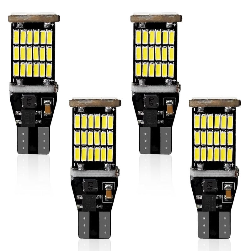 Tuxihapp 4PCS T15 LED Reverse Light Bulbs for Car 6500K 4014 45SMD Chipsets Super Bright Backup Light Turn Signal Bulb NoError Brake Lights Bulb Replacement for Most Cars White - Image 3