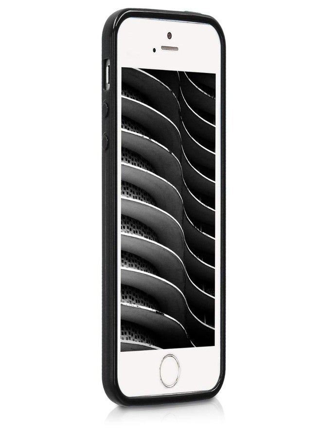 كي دابليو موبايل جراب kwmobile لهاتف Apple iPhone SE (2016) / 5 / 5S - غطاء سيليكون TPU رفيع واقٍ - أسود مطفي - Image 4