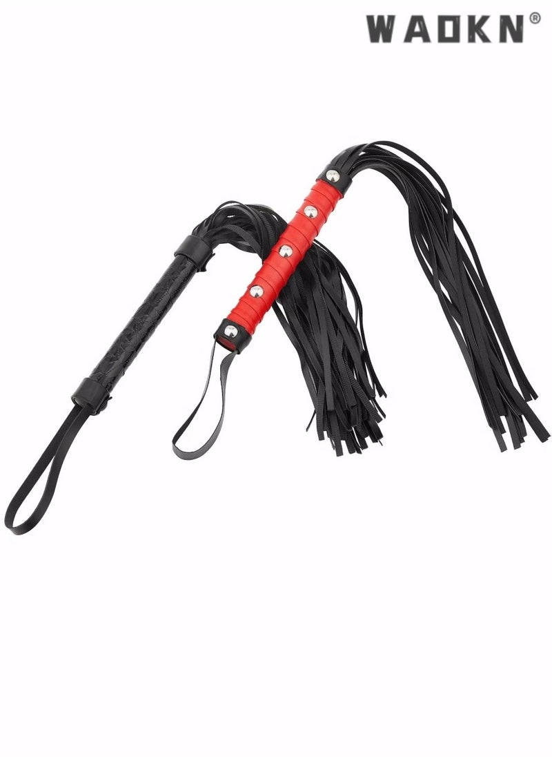 WAOKN Leather Horse Whip Leather Whip for Horses Whip for Play Faux Leather Whips PU Handle Outdoor Sports Horse Riding Whip Lightweight Gift Accessories Training Tool Portable Gift  - Image 1