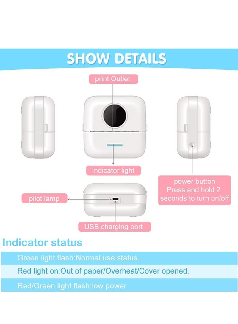 XiuWoo Label Printer, DMG Portable Thermal Printer, Mini Photo Printer, Rechargeable Labeler, Small Bluetooth Inkless Printer with 11 Rolls Thermal Paper for Android and iOS Smartphones - Image 2