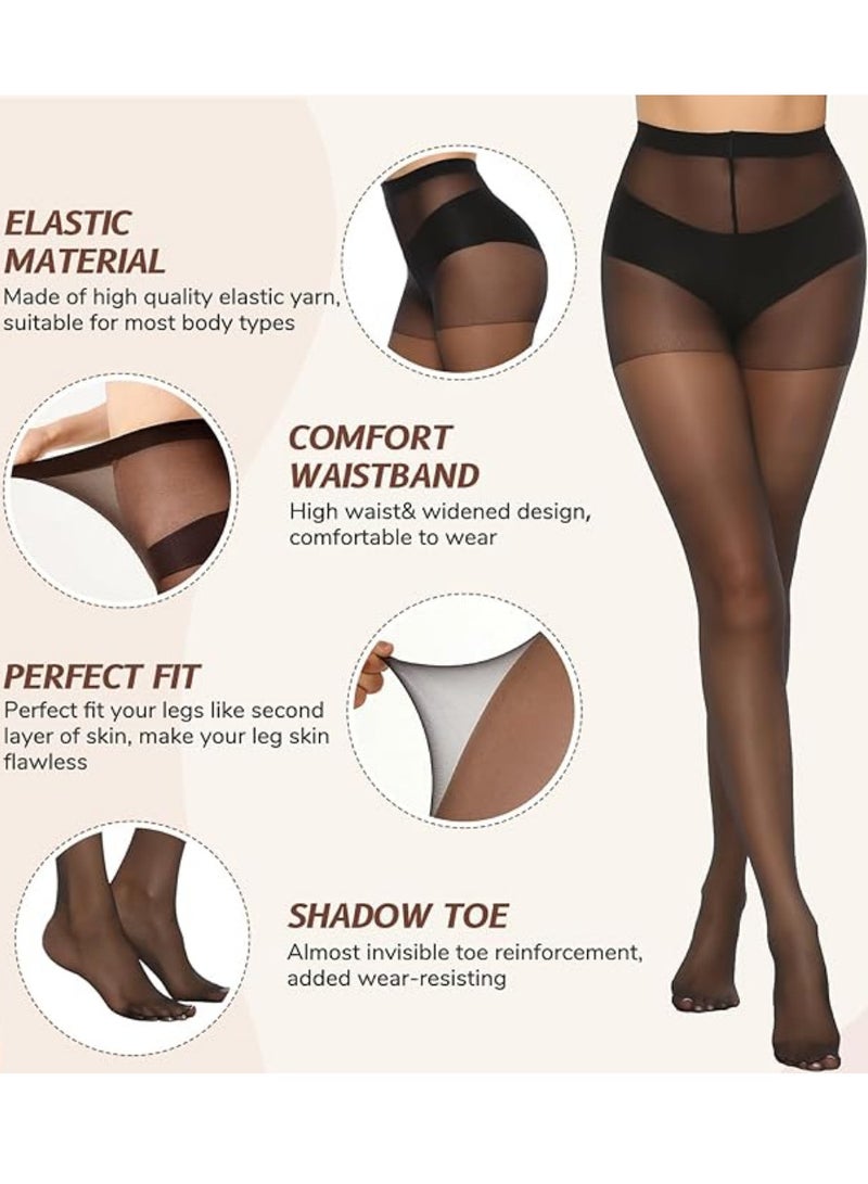 Glamroot Women's/Girl's High Waist Sheer Pantyhose Stockings Tights, Black  - Image 3