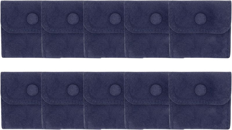 Hsiwto Pack of 10 Velvet Jewelry Pouch Storage Bags Portable Jewelry Gift Bag With Snap Button, Large Dark Blue - Image 1
