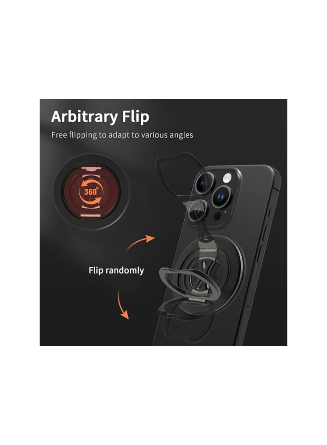 Green Tiger Magnetic Phone Ring Holder for MagSafie, Magnetic Cell Phone Grip Stand Finger Ring Kickstand, Flexible 360° Rotation Compatible with MagSafie Accessories for iPhone 16 15 14 13 12 Pro Max Plus Black - Image 3