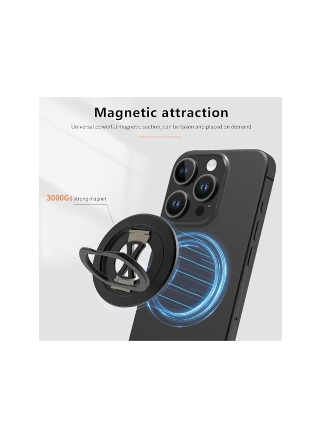 Green Tiger Magnetic Phone Ring Holder for MagSafie, Magnetic Cell Phone Grip Stand Finger Ring Kickstand, Flexible 360° Rotation Compatible with MagSafie Accessories for iPhone 16 15 14 13 12 Pro Max Plus Black - Image 2
