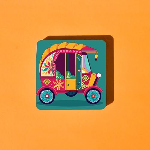 TAJNAN Indian Art Printed Coaster Set of 6 Beautiful Wooden Coasters with Plastic Coating Proper Coaster Stand Designer Coaster (taj-Coaster-cat-rr) - Image 5