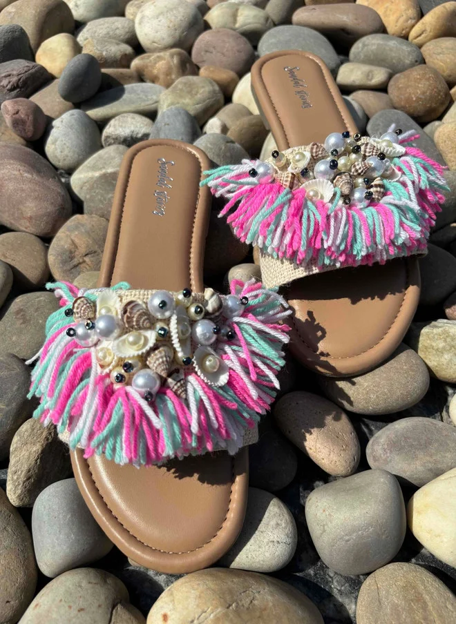 Sandal Stories SANDAL STORIES Women Embellished Beaded Open Toe Flats