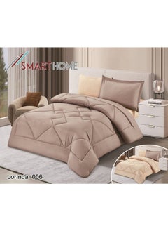 سمارت هوم طقم لحاف نظام وجهين مفرش مكون من 4 قطع , لحاف 4 قطع , مايكروفايبر 100% لحاف مقاس 180*230 , مقاس ملاءة السرير 160*200  - Image 1