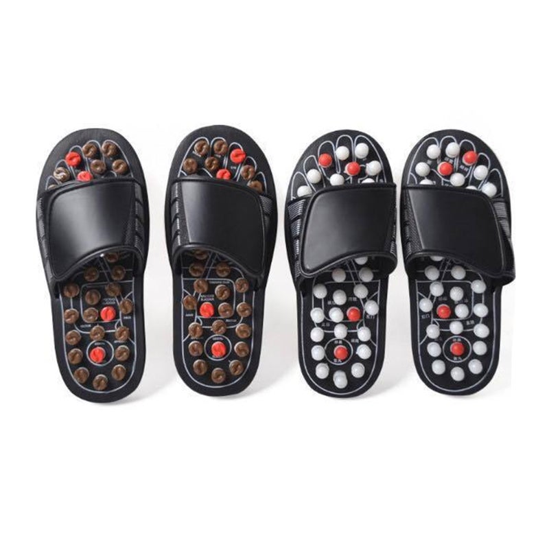 Foot Massager Slippers: Red & Brown, Natural Stone Acupressure Nodes, Boost Blood Flow & Energy, Acupoint Massage Shoes for Daily Walking Standing & Gift Giving - Image 2