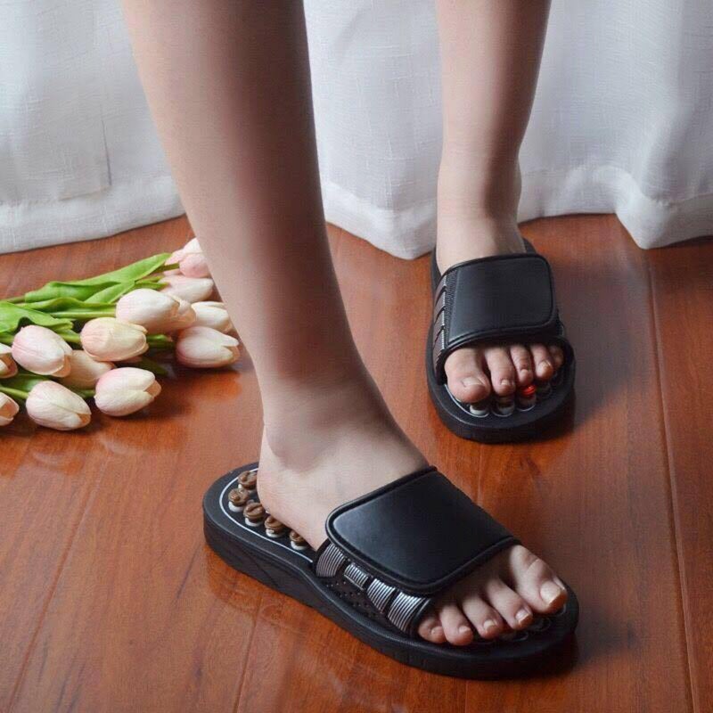 Foot Massager Slippers: Red & Brown, Natural Stone Acupressure Nodes, Boost Blood Flow & Energy, Acupoint Massage Shoes for Daily Walking Standing & Gift Giving - Image 4