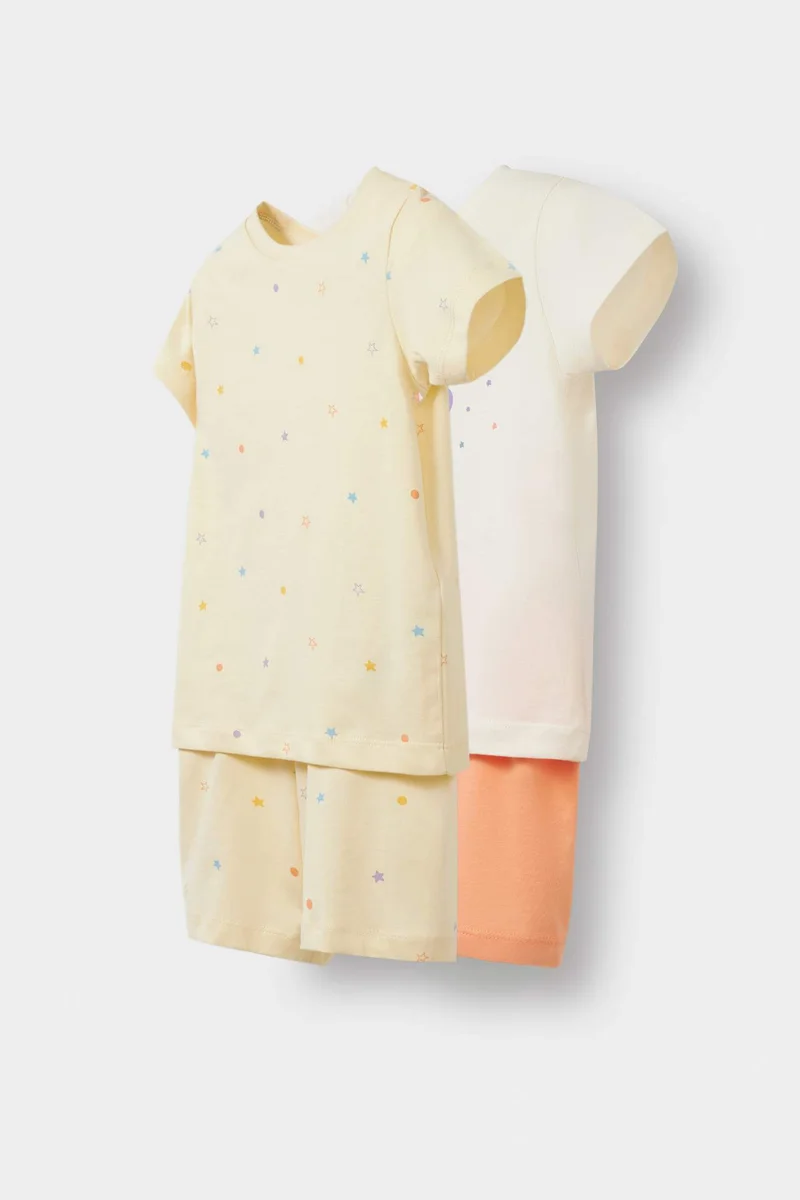 ديفاكتو Girl Star Patterned Cotton 4 Piece Pyjamas Set