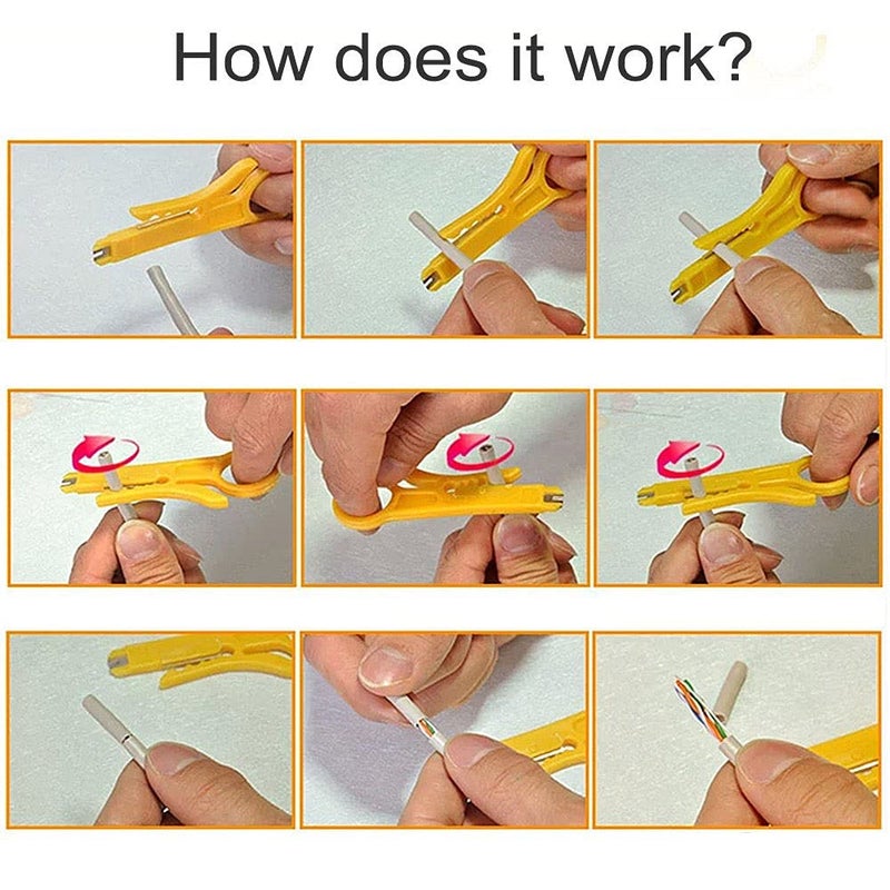 3DINNOVATIONS Mini Wire Stripper Crimper Pliers Crimping Tool Cable Stripping Wire Cutter Punch Down Cutter for RJ45 Cat5 Network Wire Cable Data Telephone cable Computer UTP Cable  - Image 5
