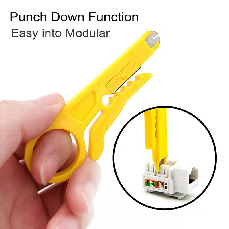 3DINNOVATIONS Mini Wire Stripper Crimper Pliers Crimping Tool Cable Stripping Wire Cutter Punch Down Cutter for RJ45 Cat5 Network Wire Cable Data Telephone cable Computer UTP Cable  - Image 3